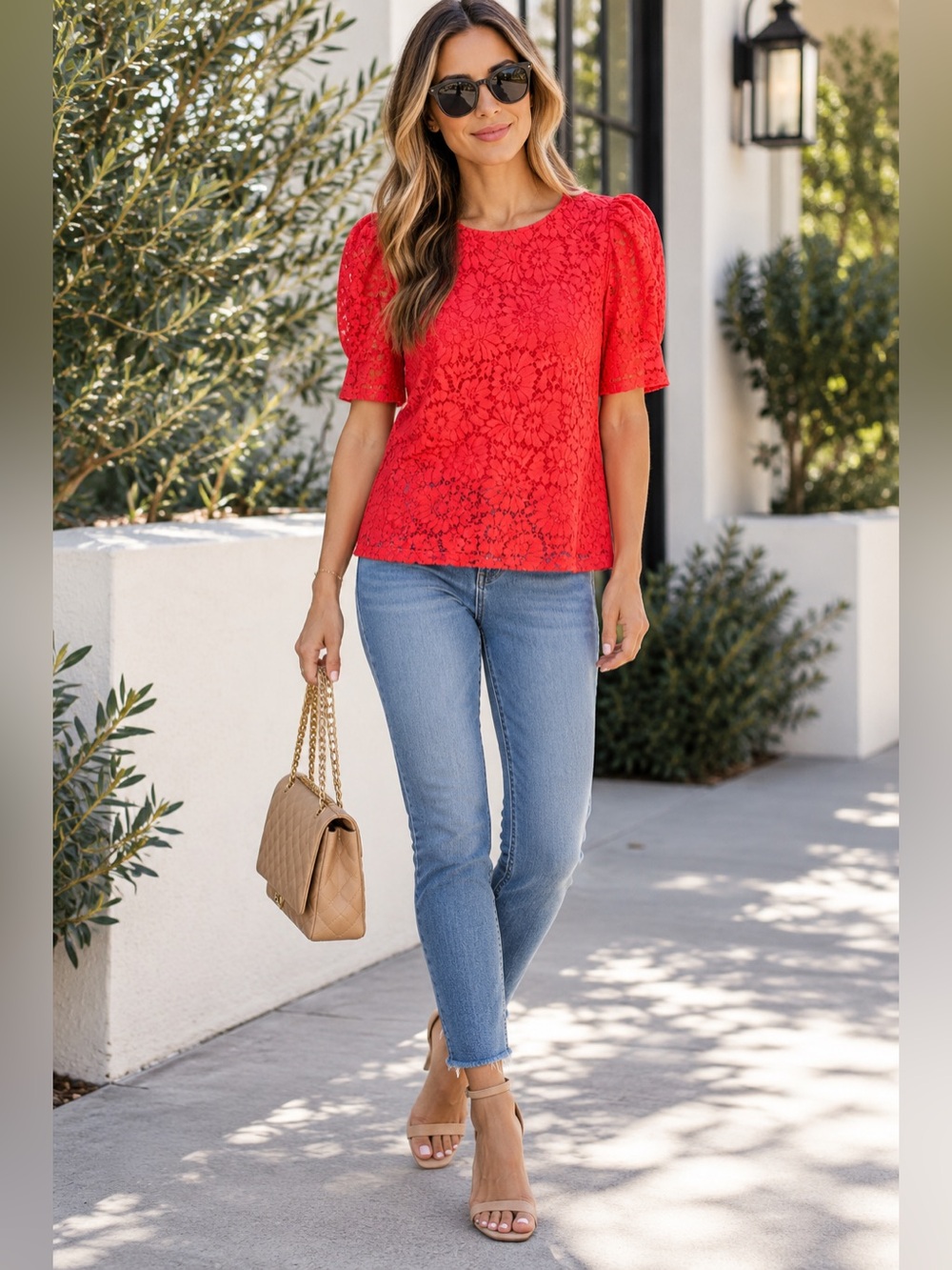 Nwt halogen salmon lace puff sleeve top size Xs